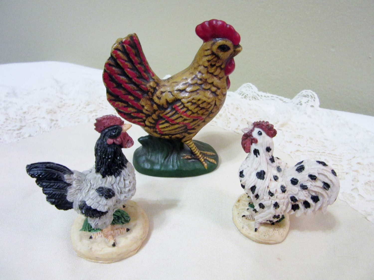 porcelain rooster figurines