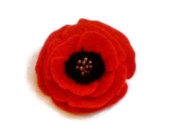 Felt poppy brooch / poppy pin - Remembrance Day poppy