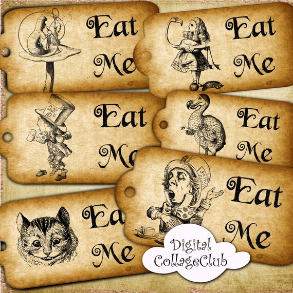 Alice in Wonderland Eat Me Alice Quote Alice Printable Tags