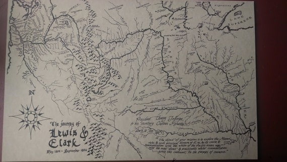 Lewis & Clark map hand-drawn