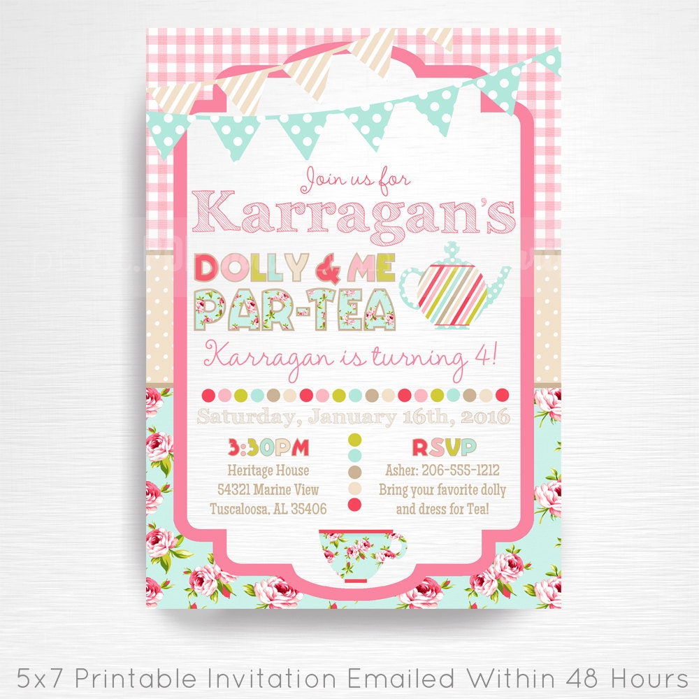 Dolly and Me Birthday Party Printable Invitation YOU Print