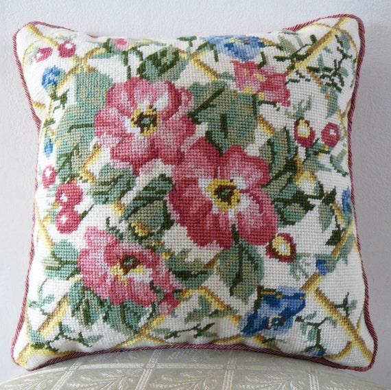 Items similar to TP 023P Trellis Tapestry Needlepoint Cushion or