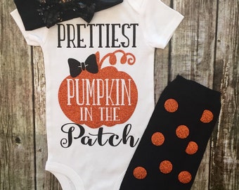 Halloween Bodysuit Halloween Shirt Prettiest Pumpkin In The Patch Bodysuit Pumpkin Patch Bodysuit Halloween Shirt