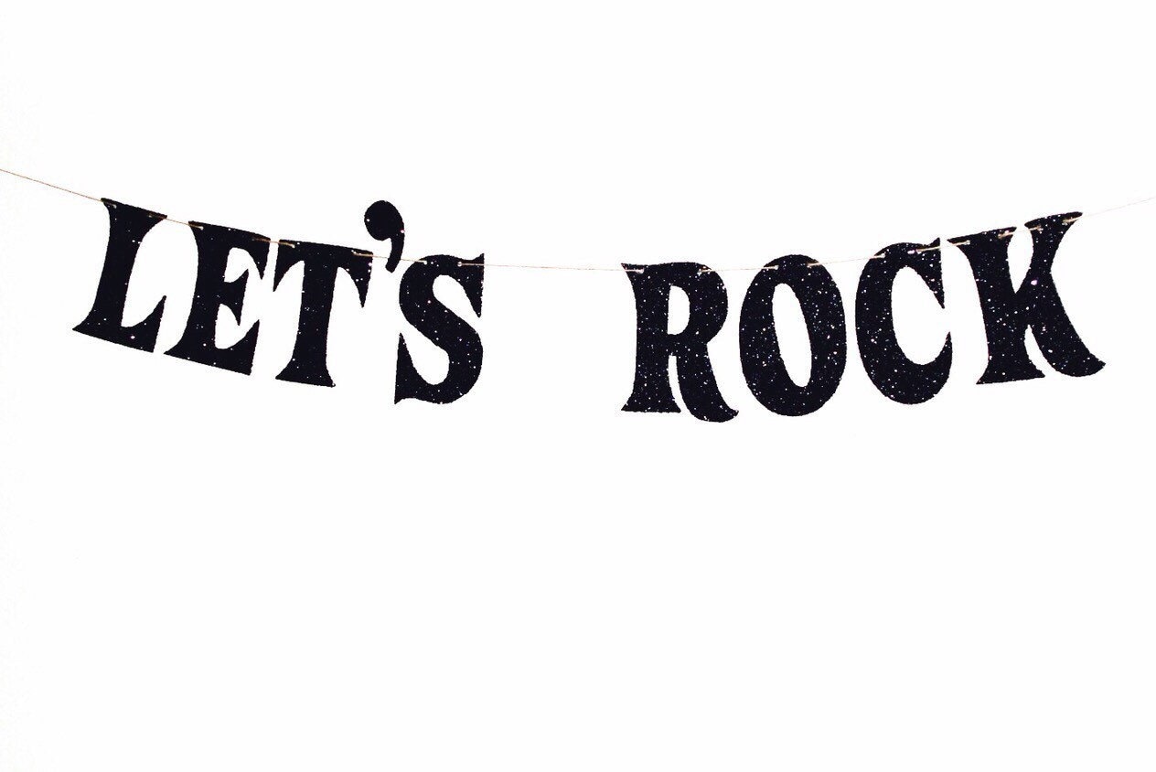 Let s Rock Glitter Banner Birthday Banner Rock N Roll 