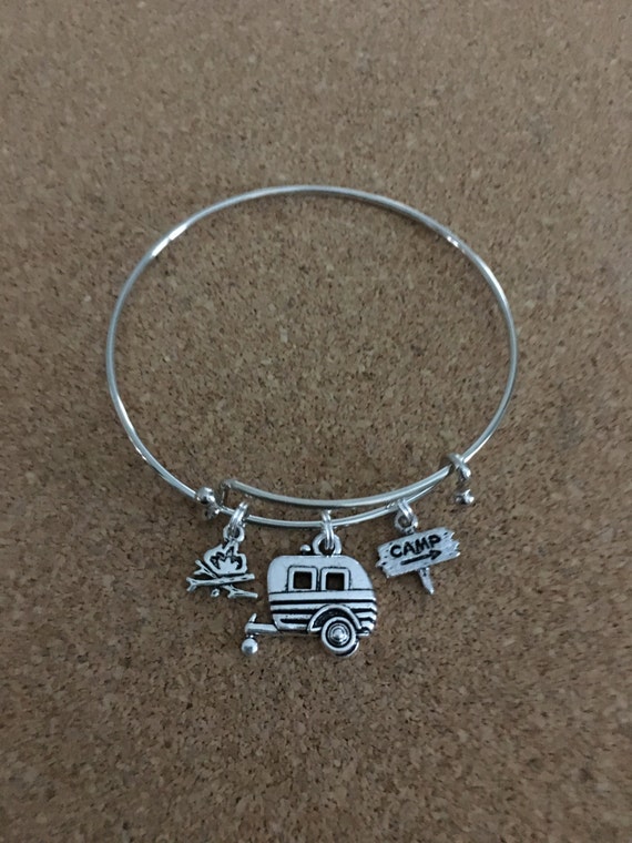 CAMPING CHARM BraceletSilverPlated Bangle by TheCharmingSister