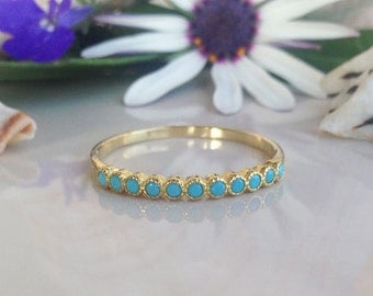 20% off-SALE!! Turquoise Ring - Sleeping Beauty Turquoise - Turquoise Jewelry - Delicate Ring - Bezel Ring - Slim Band - Simple Jewelry