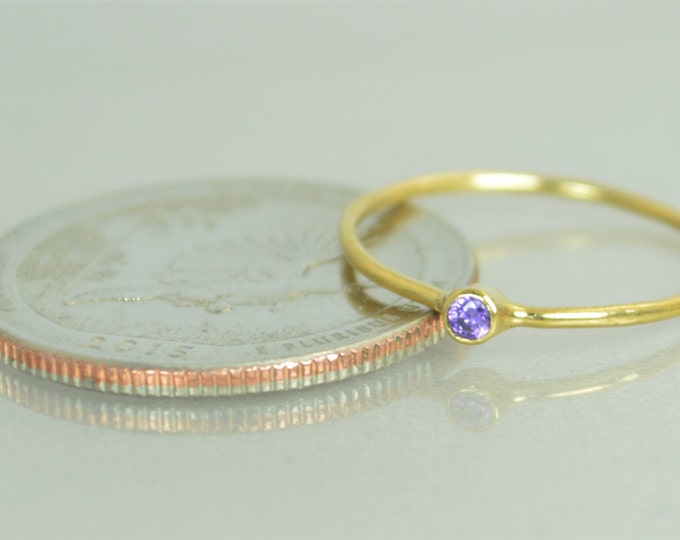 Tiny Amethyst Ring, Solid 14k Gold Amethyst Stacking Ring, Amethyst Ring, Amethyst Mothers Ring, February Birthstone, Amethyst Rings