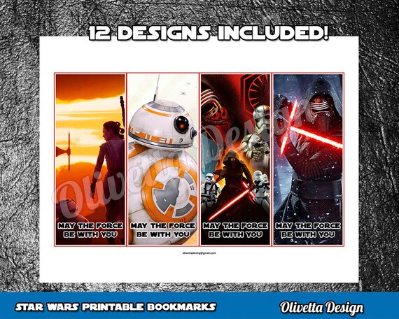 star wars bookmarks birthday party favor printable 12 designs