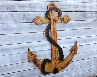 Wooden Anchor Wall Decor large anchor wall art outdoor anchor sign beach house decor Wooden Anchor Wall Decor large anchor wall art outdoor anchor sign beach house decor