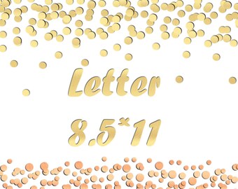 Rose gold confetti border Metallic confetti clipart Gold foil dot clipart Confetti digital border Gold foil confetti PNG letter 8.5x11 inch