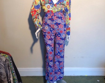 Vintage 1970s original flower power hippy, high waisted trousers/pants.