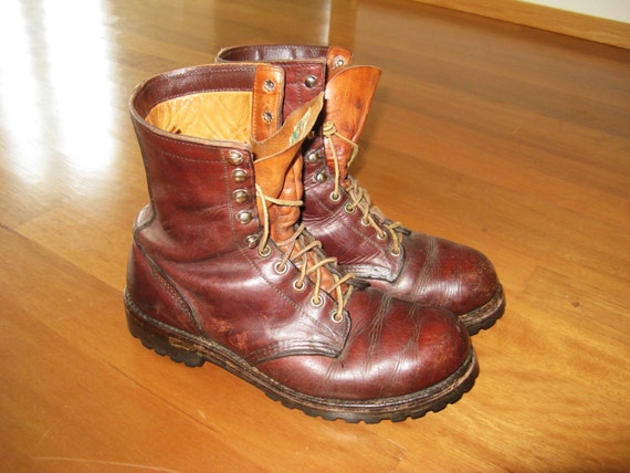 1970's Vintage REI Brown Leather Hiking Trail Work Combat