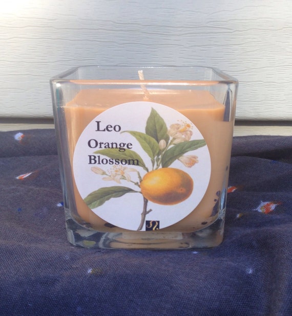 Leo Sign Candle Orange Blossom Scent 9oz by IstarAndFlameCandles