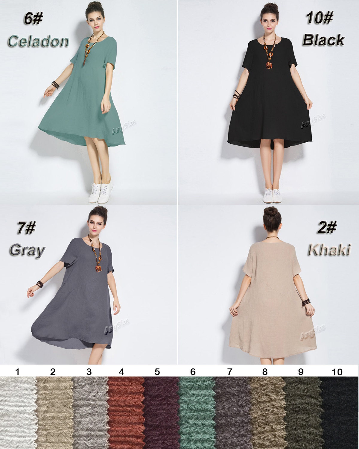 Anysize linen & cotton dress plus size dress plus size tops