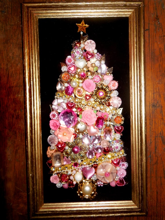 costume jewelry christmas tree framed pink rhinestones brooch costume jewelry christmas tree framed pink rhinestones brooch