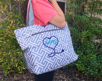 Nurse Bag, Gray Bag, Nurse Tote Bag, Greek Key Bag, Navy Tote Bag, Gray Tote Bag, Multi-purpose Bag, Nursing Caduceus, Nursing Student