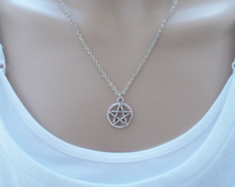 pentagram necklace silver necklace simple jewellery silver charm necklace dainty necklace silver jewellery womens gift idea pentacle charm