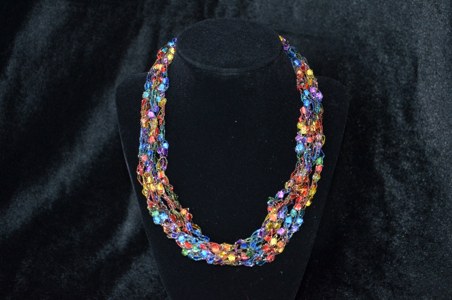 Trellis Ladder Ribbon Yarn Necklace Rainbow Berlini Hand