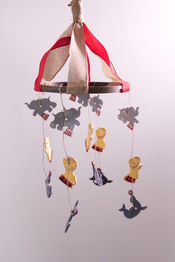 Items similar to Vintage Circus Nursery/ Baby Crib Mobile/ Baby Mobiles