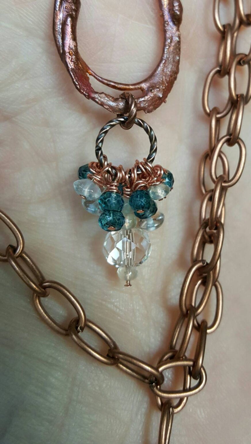 Gemstone Necklace. Genuine Copper by LynnsBeadworkDesigns on Etsy