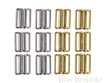 Sets of Gold and Silver Lingerie Buckles in Three Sizes, Made in Italy