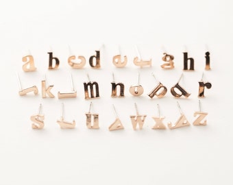 Rose gold letter earrings, Alphabet studs, Initial studs, Initial earrings, Letter Studs, Personalized earrings, Alphabet earrings