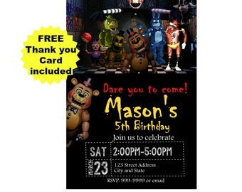 five nights at freddy's Birthday Invitation - five nights at freddy's Invitation - five nights at freddy's Invite - DIGITAL