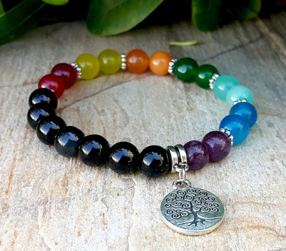 7 Chakra Bracelet Tree of Life Charm Bracelet by Braceletshomme