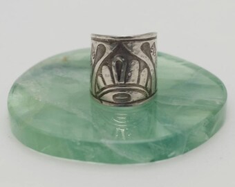 Large Sterling silver etched patterned ring