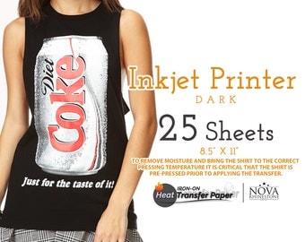 Inkjet Iron-On Heat Transfer Paper, For Dark fabric, 8.5" x 11", 25 Sheets FREE shipping