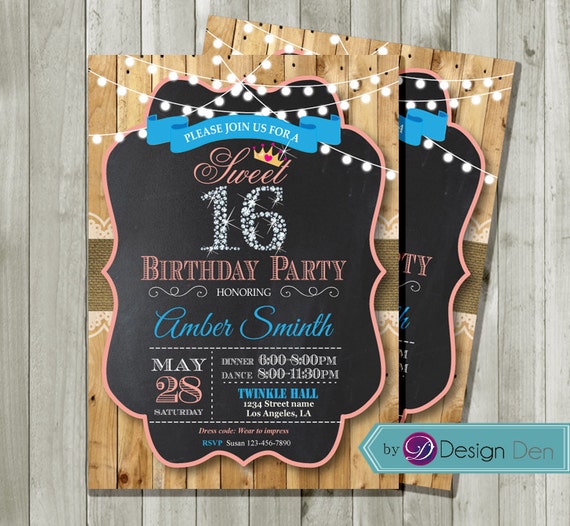 Country Themed Sweet 16 Invitations 1