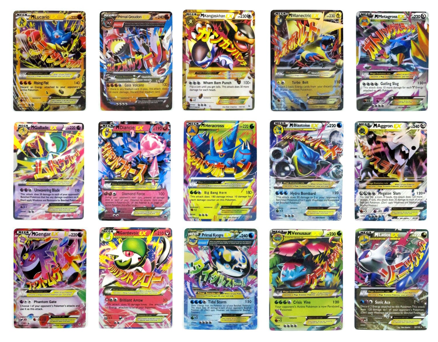 Handmade Pokemon 15 All Mega Ex Card Trading Card by MegaExCard