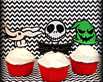 Nightmare Before Christmas Inspired Cupcake Toppers/Party Supplies