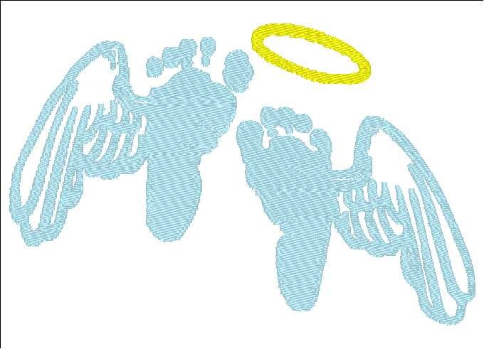 Download Angel baby feet with wings embroidery design 4x4