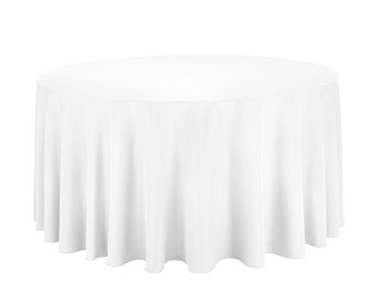 120 inch Round White Tablecloth Polyester | Wedding Tablecloth
