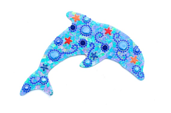 Dolphin Mosaic Wall Art Summer Beach Decor Ocean Hanging Dolphin Mosaic Wall Art Summer Beach Decor Ocean Hanging