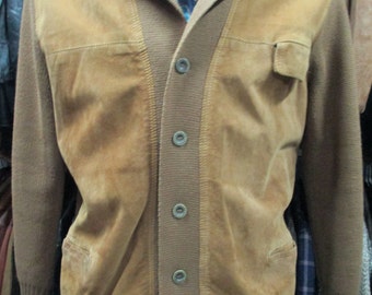 Blazer uomo anni 50 in lana e pelle scamosciata/ 1950's men blazer /Wool and suede/Made in Italy