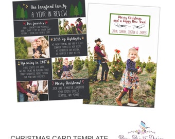 Year In Review Christmas Card Template - 5x7 Photo Card - Photoshop Template - INSTANT DOWNLOAD or Printable - YIR03