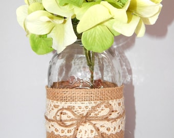 Rustic Wedding Decor - Wedding Centerpiece - Burlap Wedding Decor - Mason Jar Centerpiece - Rustic Wedding - Barn Wedding - Country Wedding