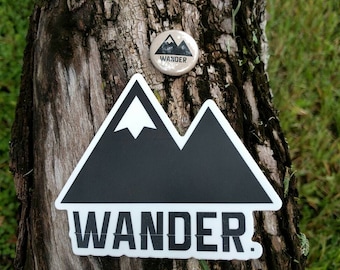 Traveler Kit and Co Wander Sticker and Button // Adventure Travel Decal Car Laptop Road trip Explore Wanderlust Wunderlust