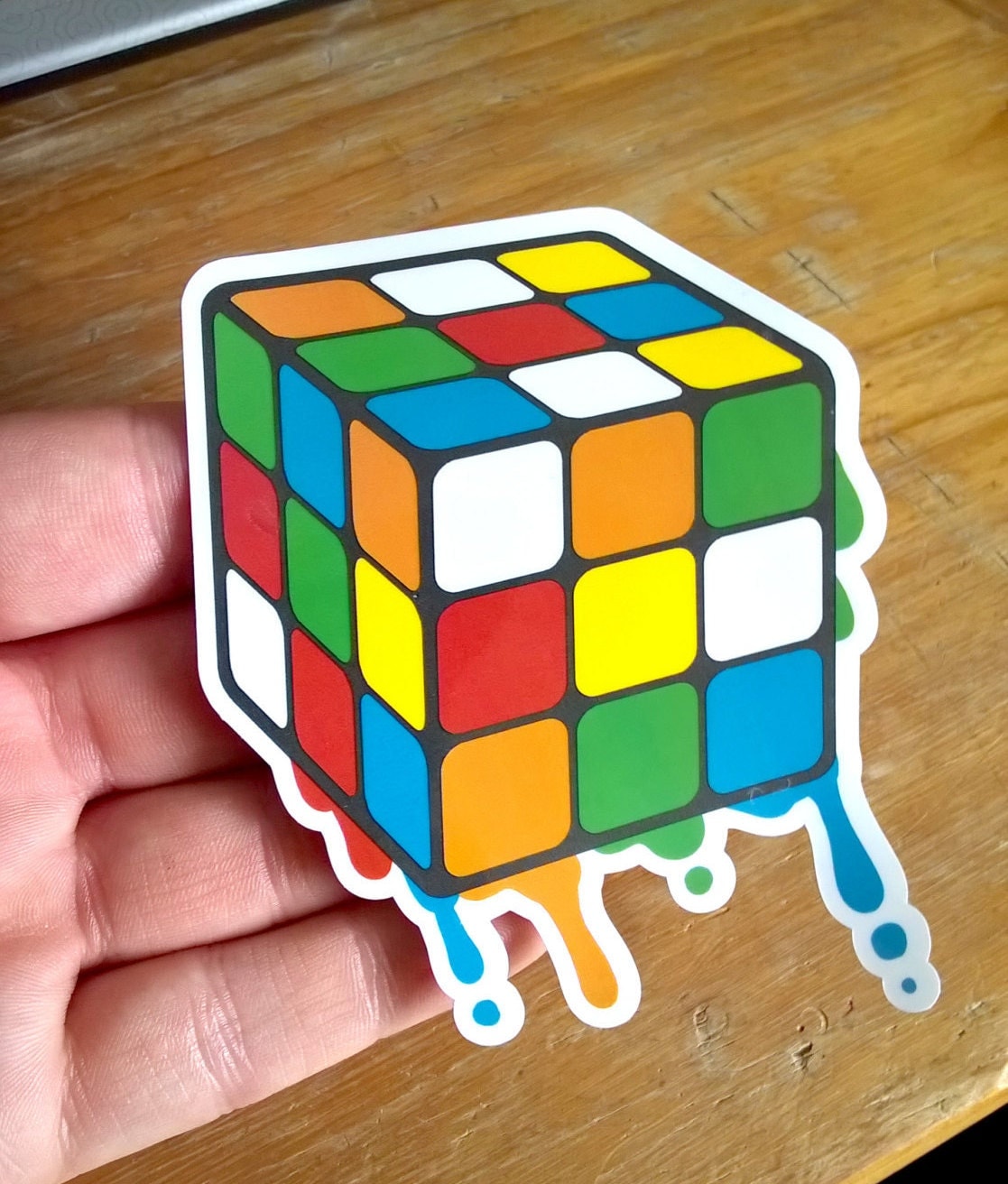 Leaking Rubiks Cube Vinyl Sticker By Stickertronic Etsy 