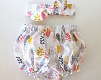 100% Organic, Baby Bloomer Headband Set, Baby Girl Headband, Baby Girl Clothing, Kids Clothing, Coming Home Newborn Outfit, Baby Bloomers