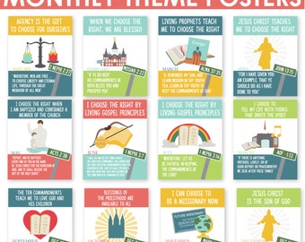 2017 LDS Primary Monthly Theme Posters - 8x10 and 11x17-MB
