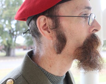 Vintage 1980s-90s German Military Beret / Wool / Red / Available in Sizes XS, S, M, XL, XXL