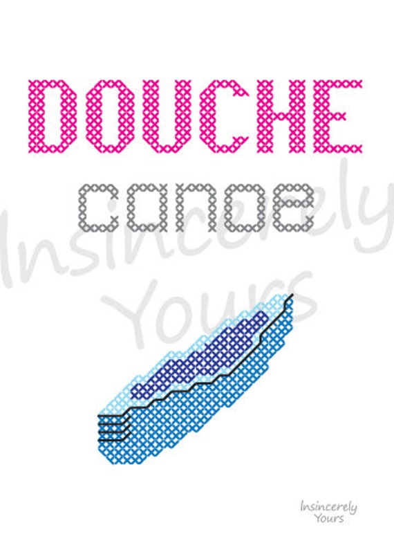 Douche Canoe Printable decor framable funny cross stitch

