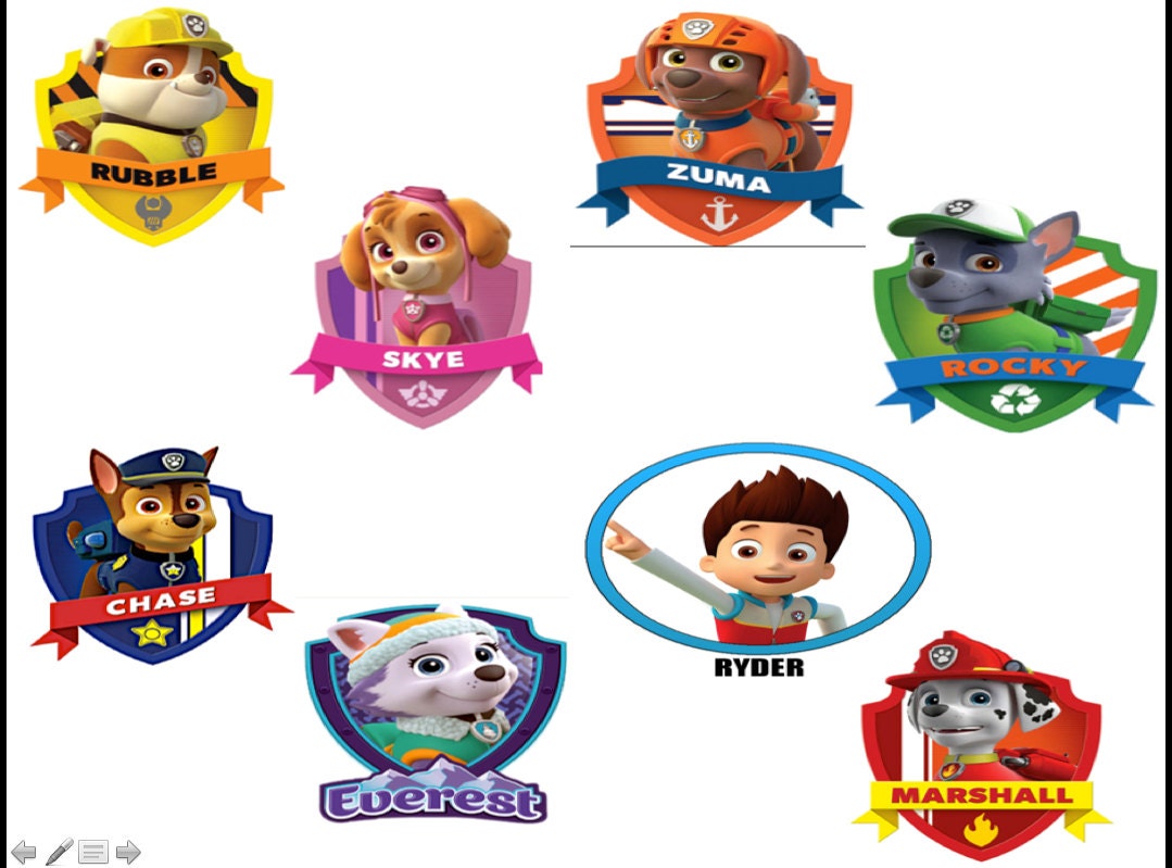 8 Paw Patrol Dog Shields PDF instant download birthday by KJROXTON