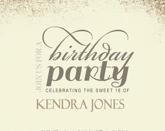Sweet Sixteen Gold Party Invitation
