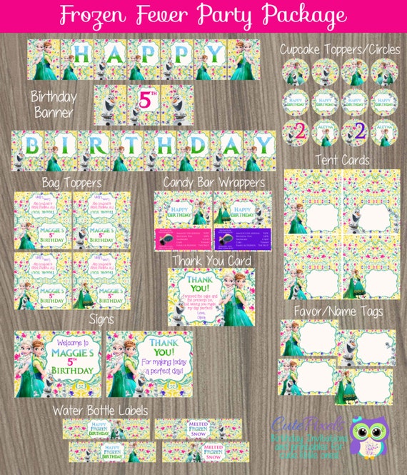 Frozen Fever Party Package, Frozen Party Kit, Frozen Birthday, Disney Frozen, Frozen Party, Frozen Party Decor, Frozen Fever, Frozen Summer Il_570xn
