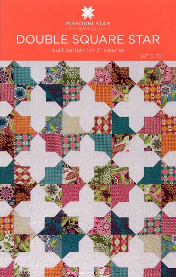 MSQC Double Square Star Quilt Pattern Charm Pack 5 Square Friendly Quilt Pattern Missouri