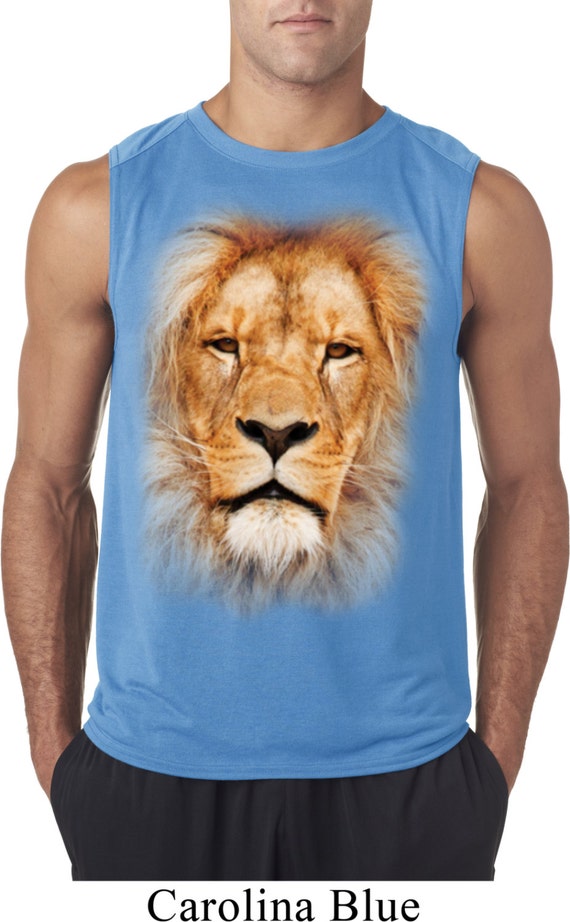 Men's Funny Shirt Big Lion Face Sleeveless Tee T-Shirt